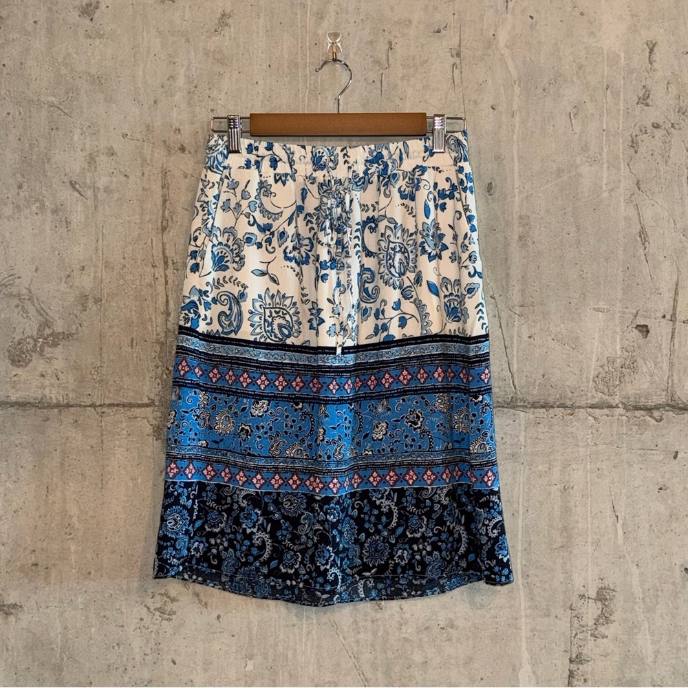 LOFT Floral Blue and White Skirt